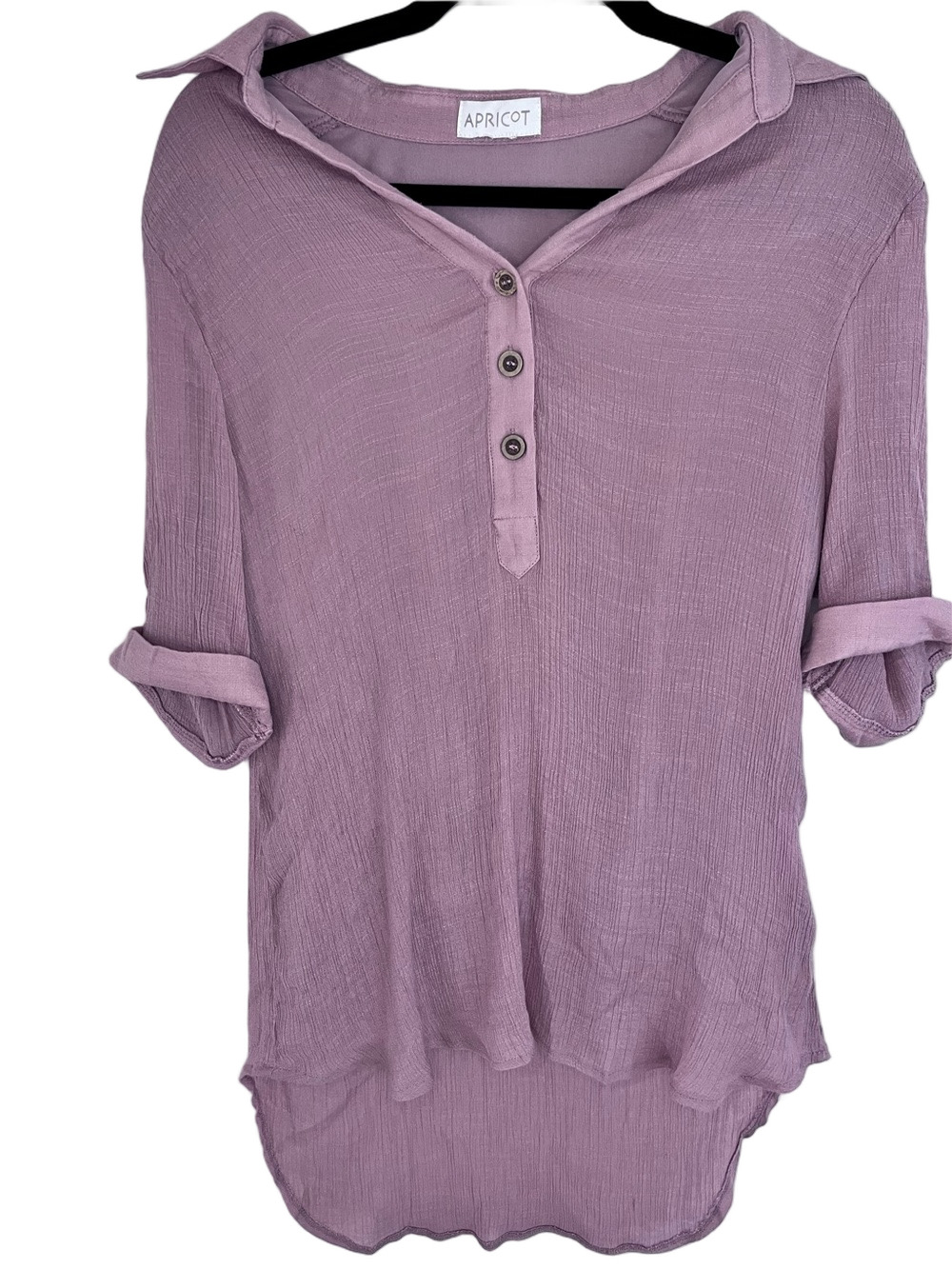APRICOT Dusty Pink Button-Down Hi-Low V-neck Tunic Women's Size Medium